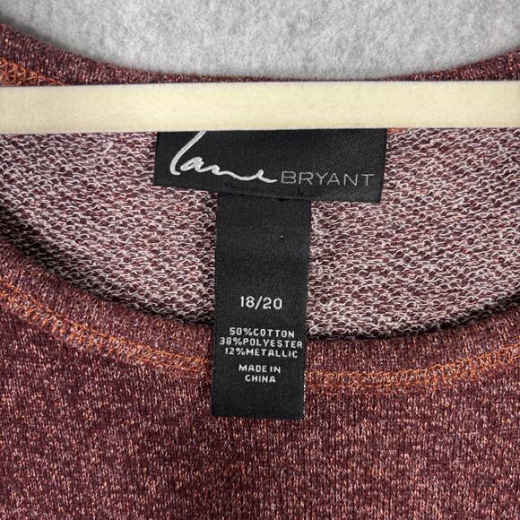 Lane Bryant Sweater 18 20 Burgundy Sequin Metallic Shimmery Stretch Copper Comfy - Picture 6 of 10